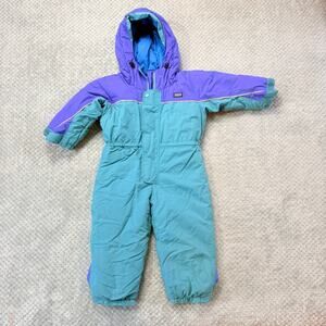 Vintage 90s Patagonia Baby Toddler 24M Nylon Hooded Insulated Snowsuit One Piece
